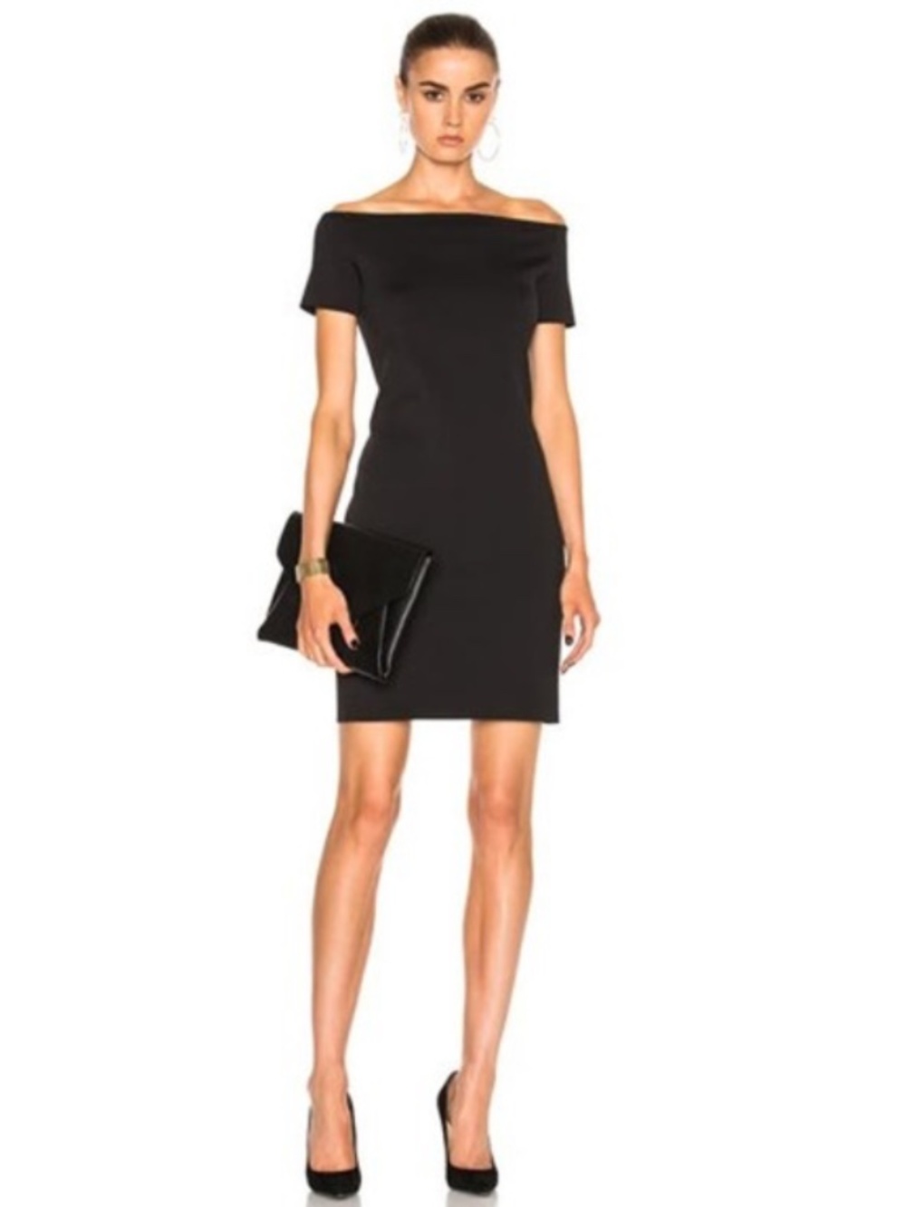Helmut Lang Off Shoulder Black Mini Dress Black Sz S